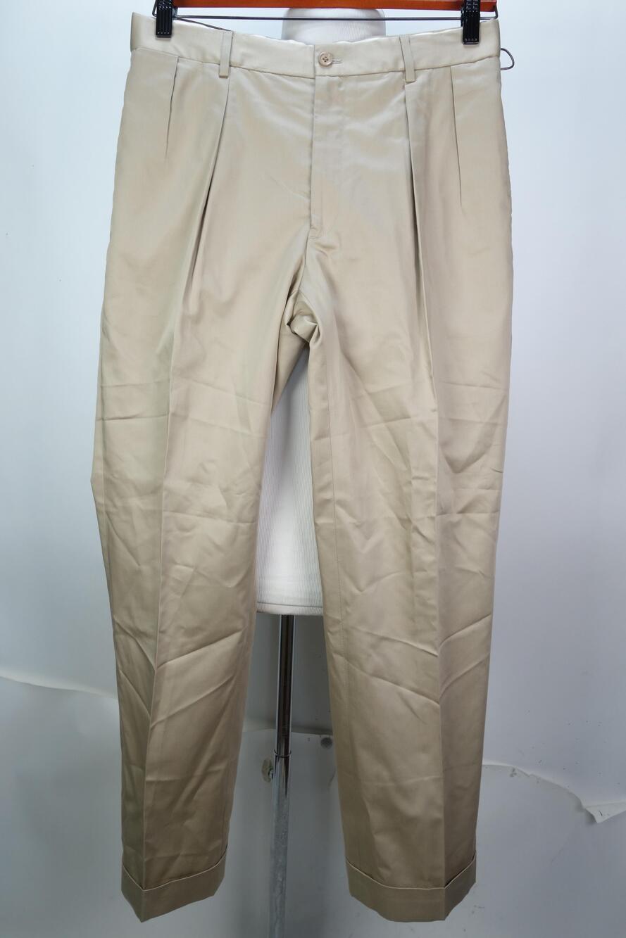 Ralph Lauren Purple Label Dress Pants Mens 30x30 Beige Pleated Made In Italy